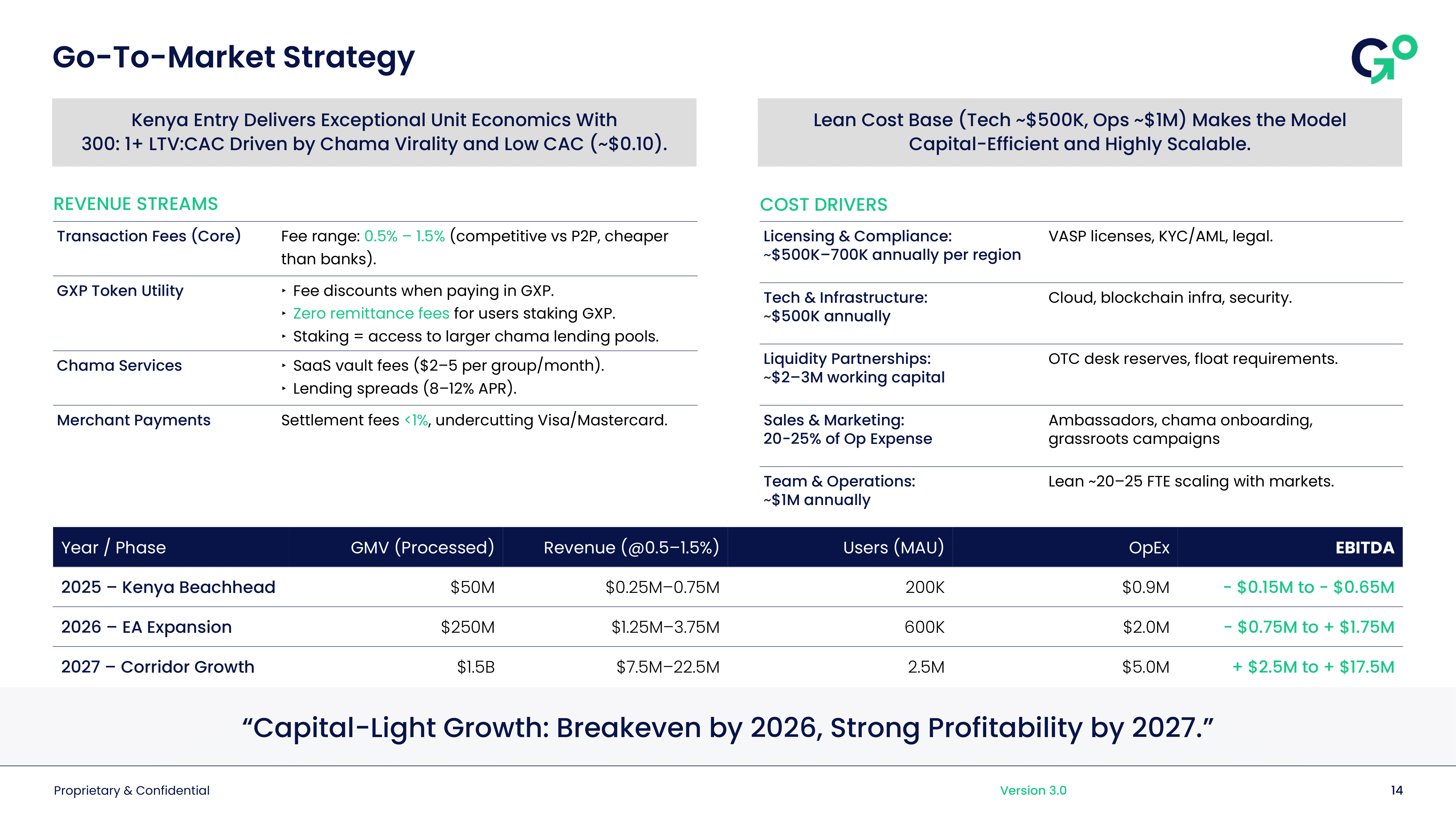Go-To-Market Financial Model - Revenue Streams and Cost Drivers